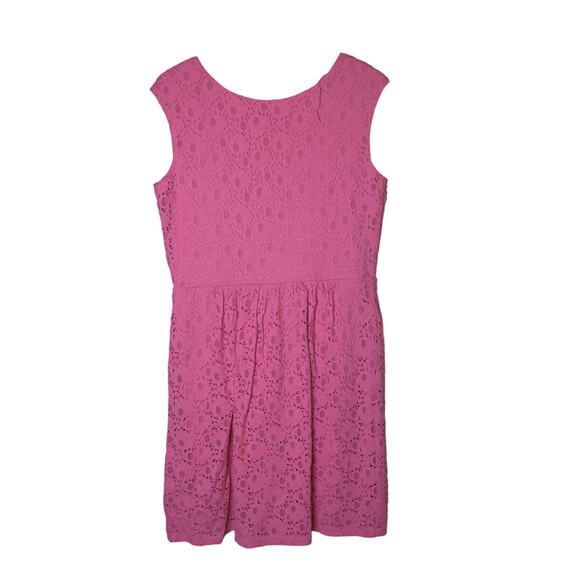 Ronni Nicole Pink Lace Sleeveless Dress XL Damask Eyelet Scoop Neck Cottage Boho - Picture 3 of 14